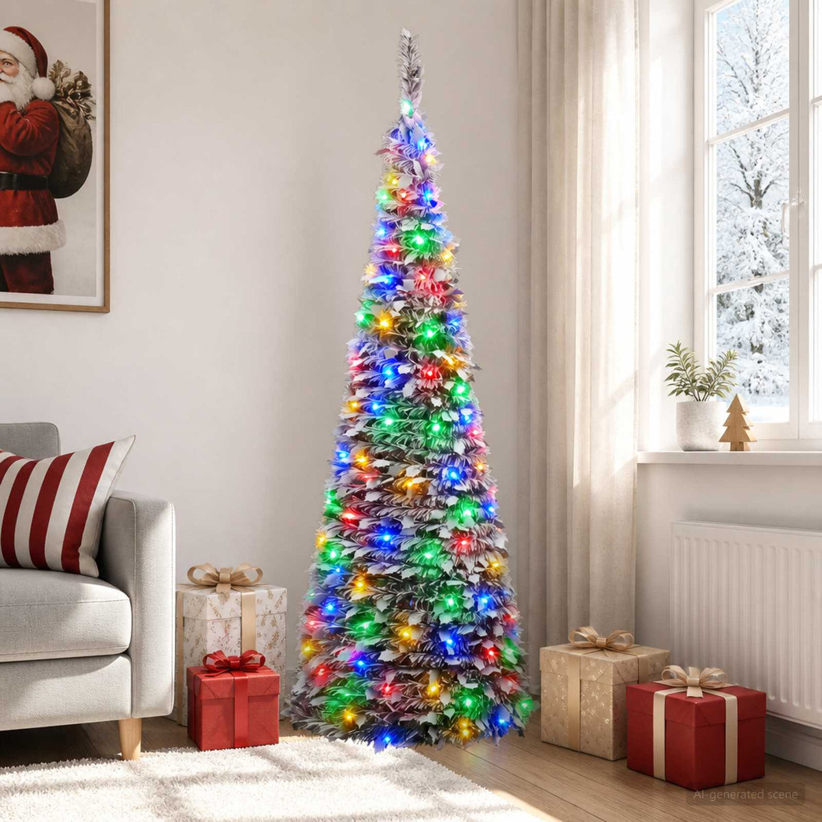 Išskleidžiama Kalėdų eglutė su LED lemputėmis 180 cm 150 LED