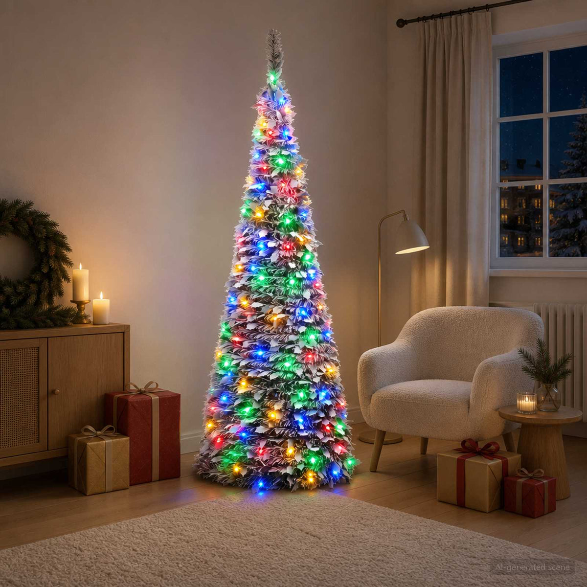 Išskleidžiama Kalėdų eglutė su LED lemputėmis 180 cm 150 LED