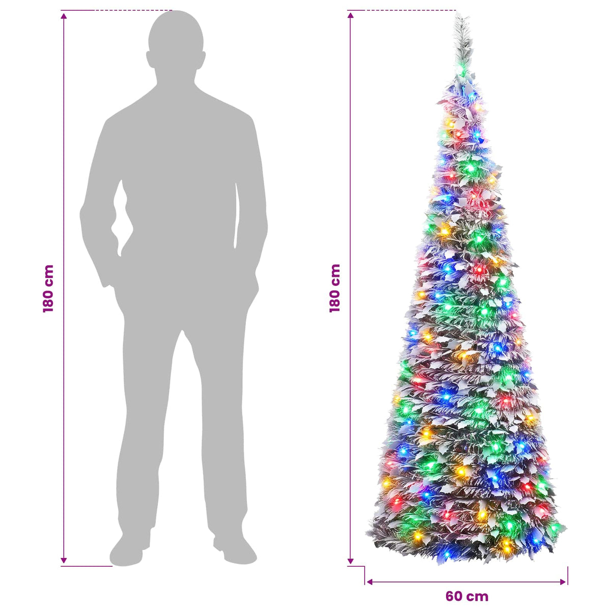 Išskleidžiama Kalėdų eglutė su LED lemputėmis 180 cm 150 LED