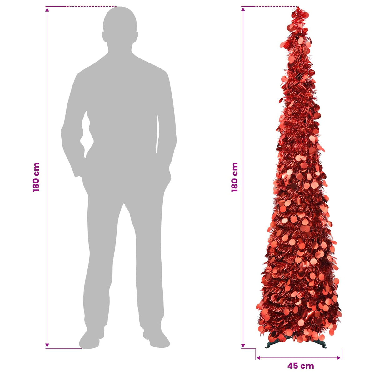 Išskleidžiama Kalėdų eglutė 180 cm PET Raudona