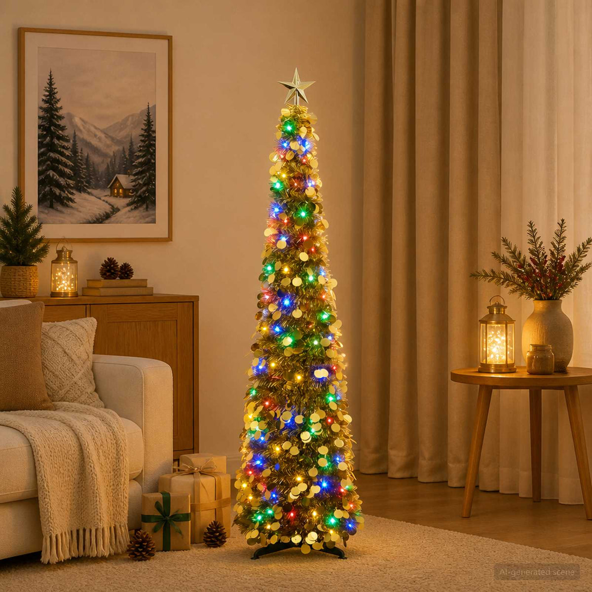 Iššokanti LED Kalėdų eglutė su žvaigžde viršūnėje 120 cm 50 LED