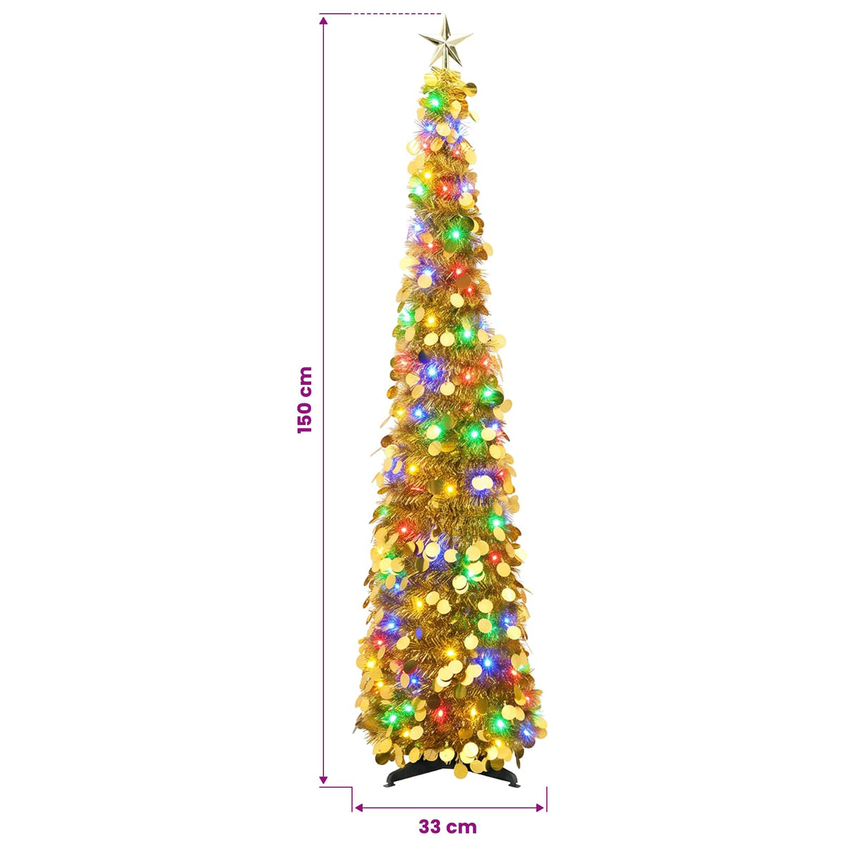 Iššokanti LED Kalėdų eglutė su žvaigžde viršūnėje 150 cm 50 LED