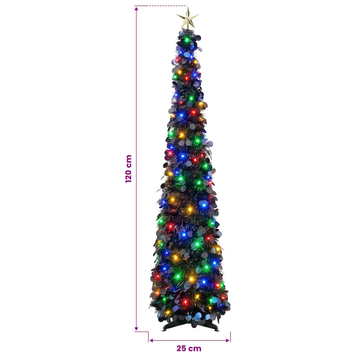 Iššokanti LED Kalėdų eglutė su žvaigžde viršūnėje 120 cm 50 LED