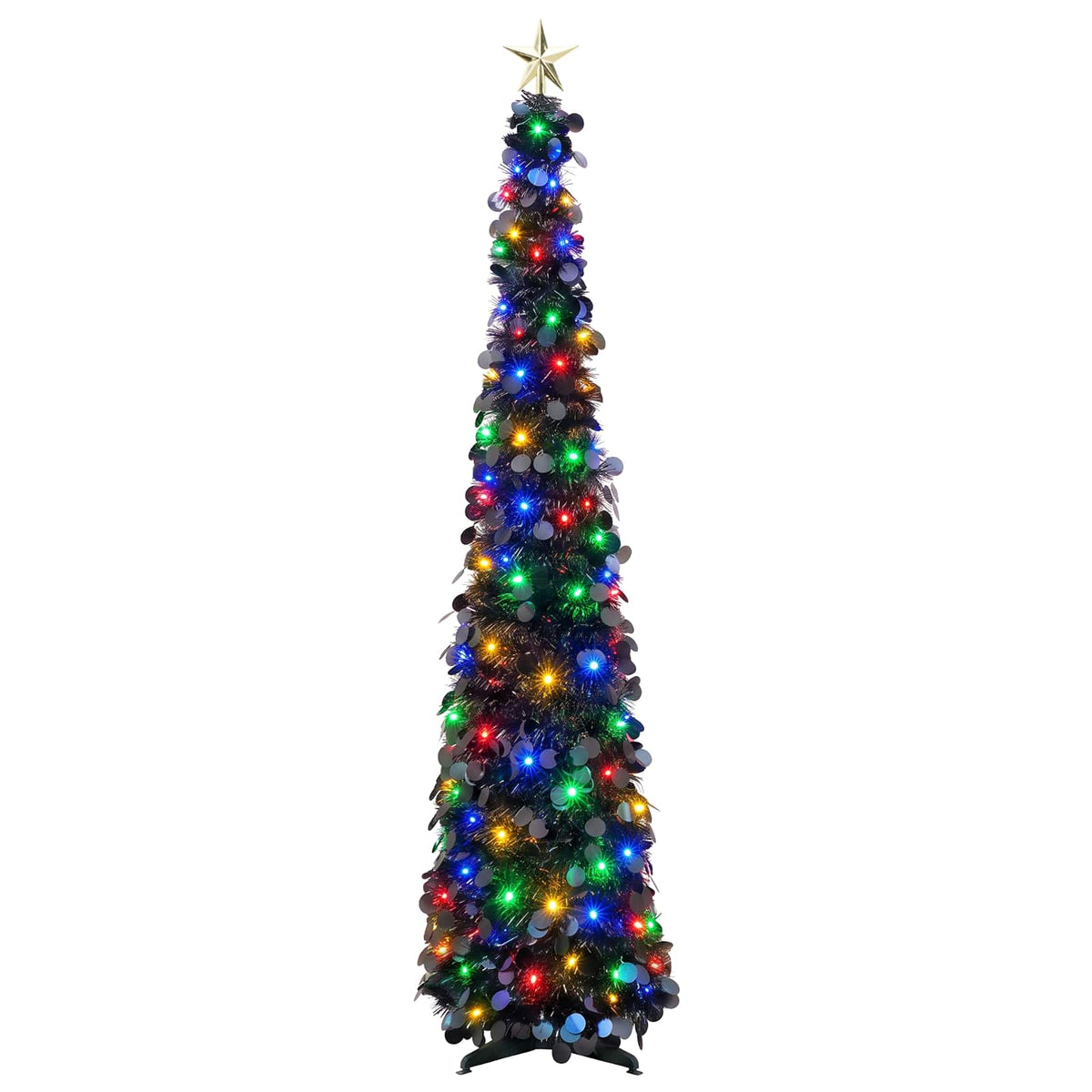 Iššokanti LED Kalėdų eglutė su žvaigžde viršūnėje 150 cm 50 LED