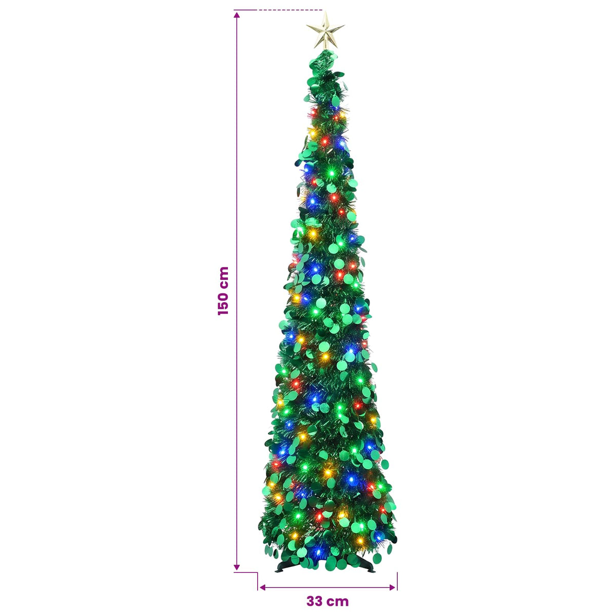 Iššokanti LED Kalėdų eglutė su žvaigžde viršūnėje 150 cm 50 LED