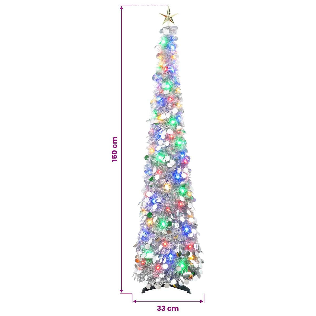 Iššokanti LED Kalėdų eglutė su žvaigžde viršūnėje 150 cm 50 LED