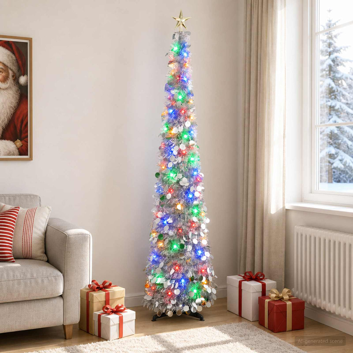 Iššokanti LED Kalėdų eglutė su žvaigžde viršūnėje 180 cm