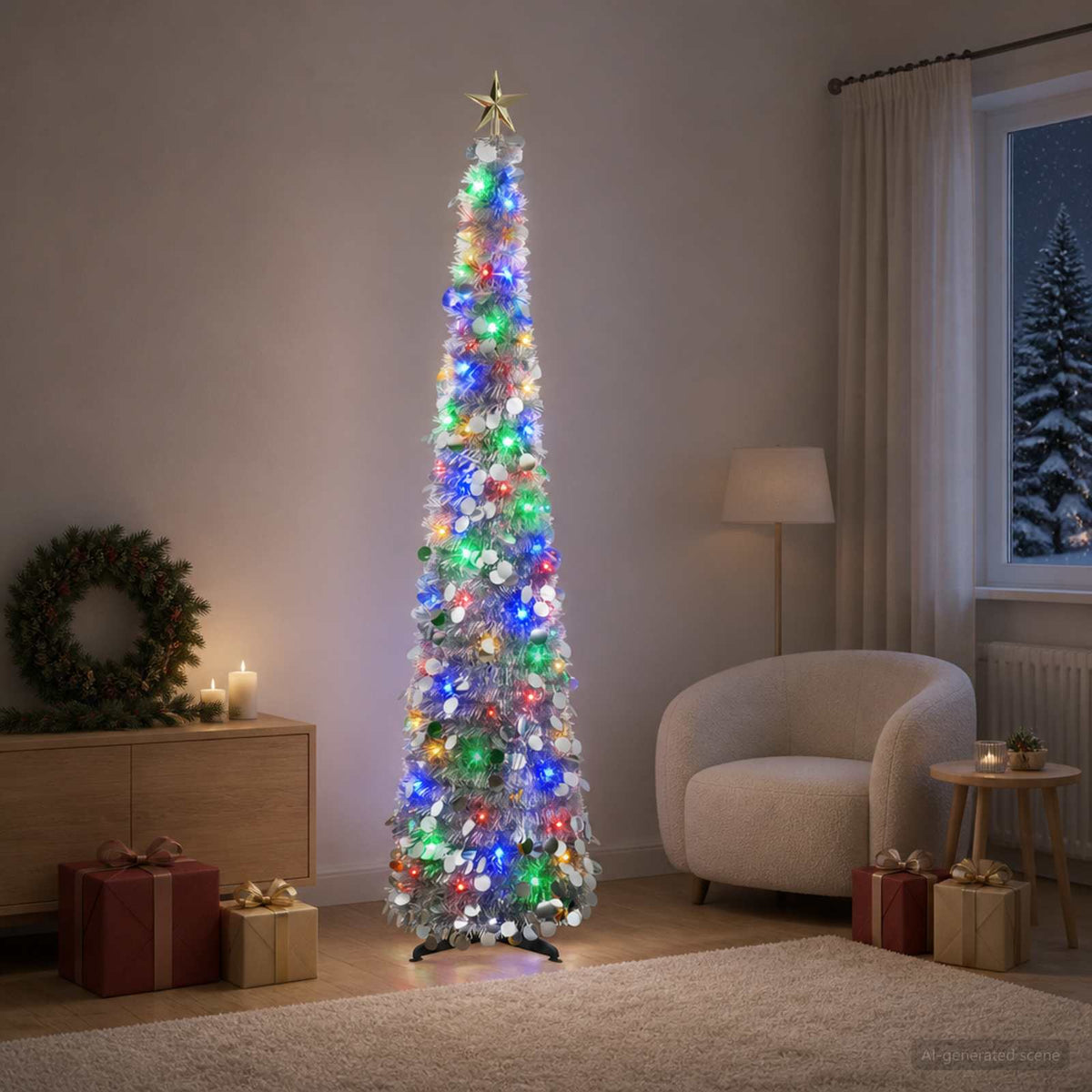 Iššokanti LED Kalėdų eglutė su žvaigžde viršūnėje 180 cm