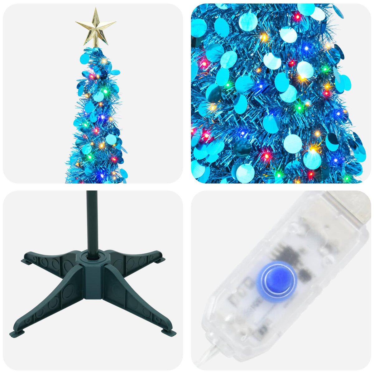 Iššokanti LED Kalėdų eglutė su žvaigžde viršūnėje 150 cm 50 LED
