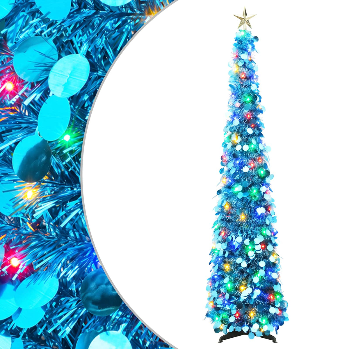 Iššokanti LED Kalėdų eglutė su žvaigžde viršūnėje 150 cm 50 LED