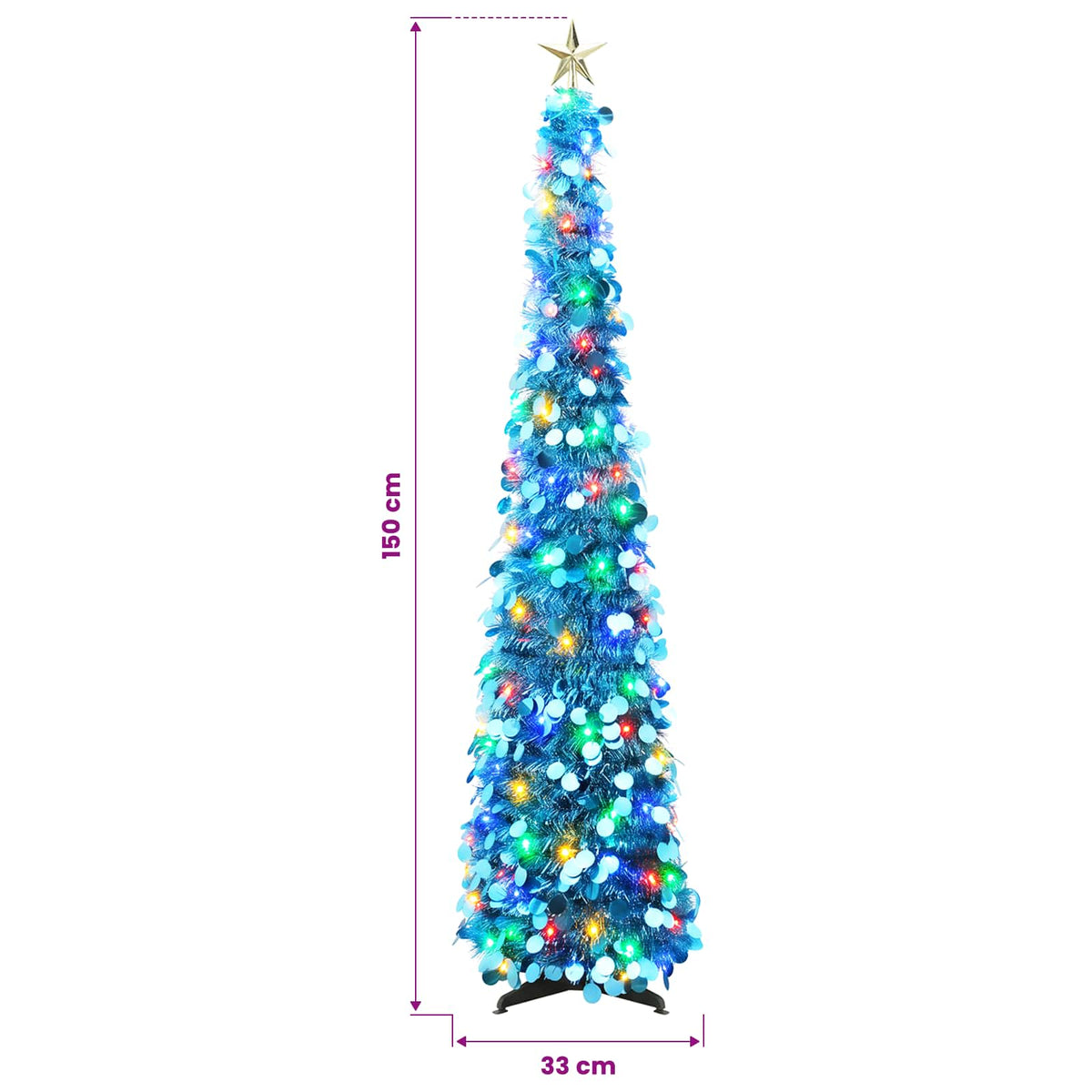 Iššokanti LED Kalėdų eglutė su žvaigžde viršūnėje 150 cm 50 LED