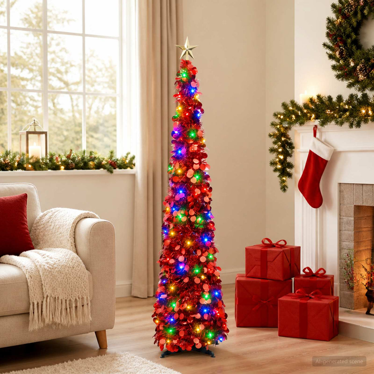 Iššokanti LED Kalėdų eglutė su žvaigžde viršūnėje 150 cm 50 LED