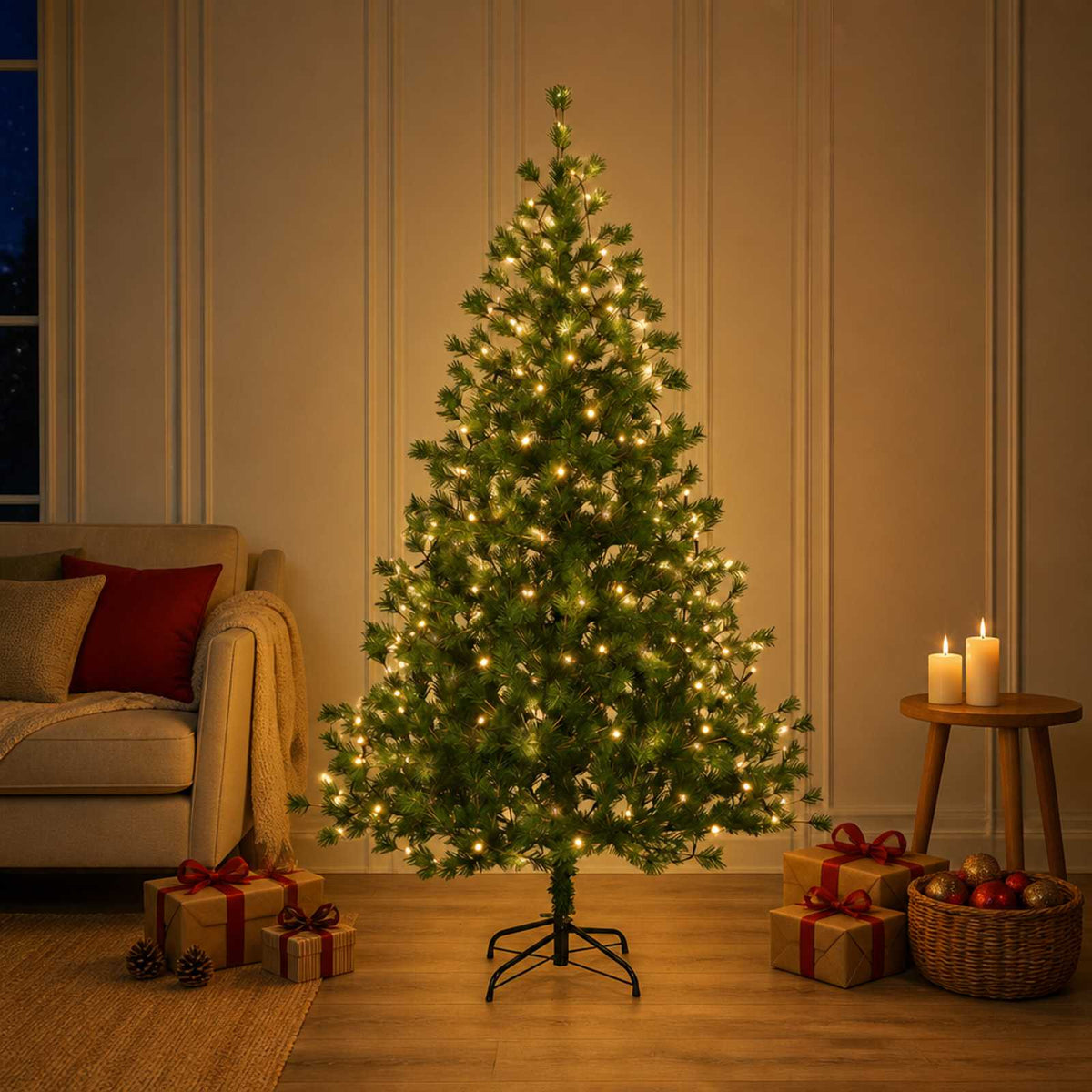 Dirbtinė Sulankstoma Kalėdų Eglutė 120 cm 150 LED Šilta balta