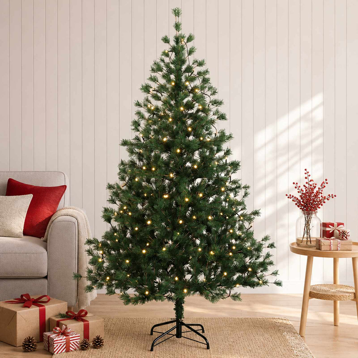 Dirbtinė Sulankstoma Kalėdų Eglutė 120 cm 150 LED Šilta balta