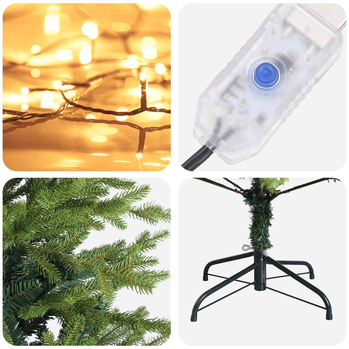 Dirbtinė Sulankstoma Kalėdų Eglutė 150 cm 150 LED Šilta balta