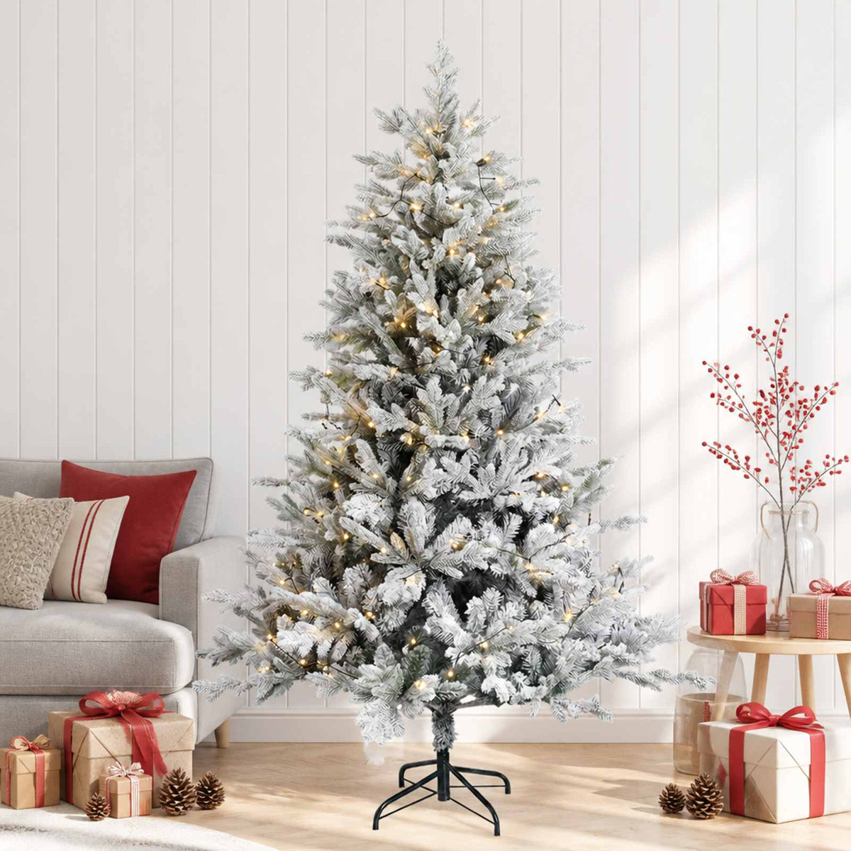 Dirbtinė Sulankstoma Kalėdų Eglutė 210 cm 300 LED Šilta balta