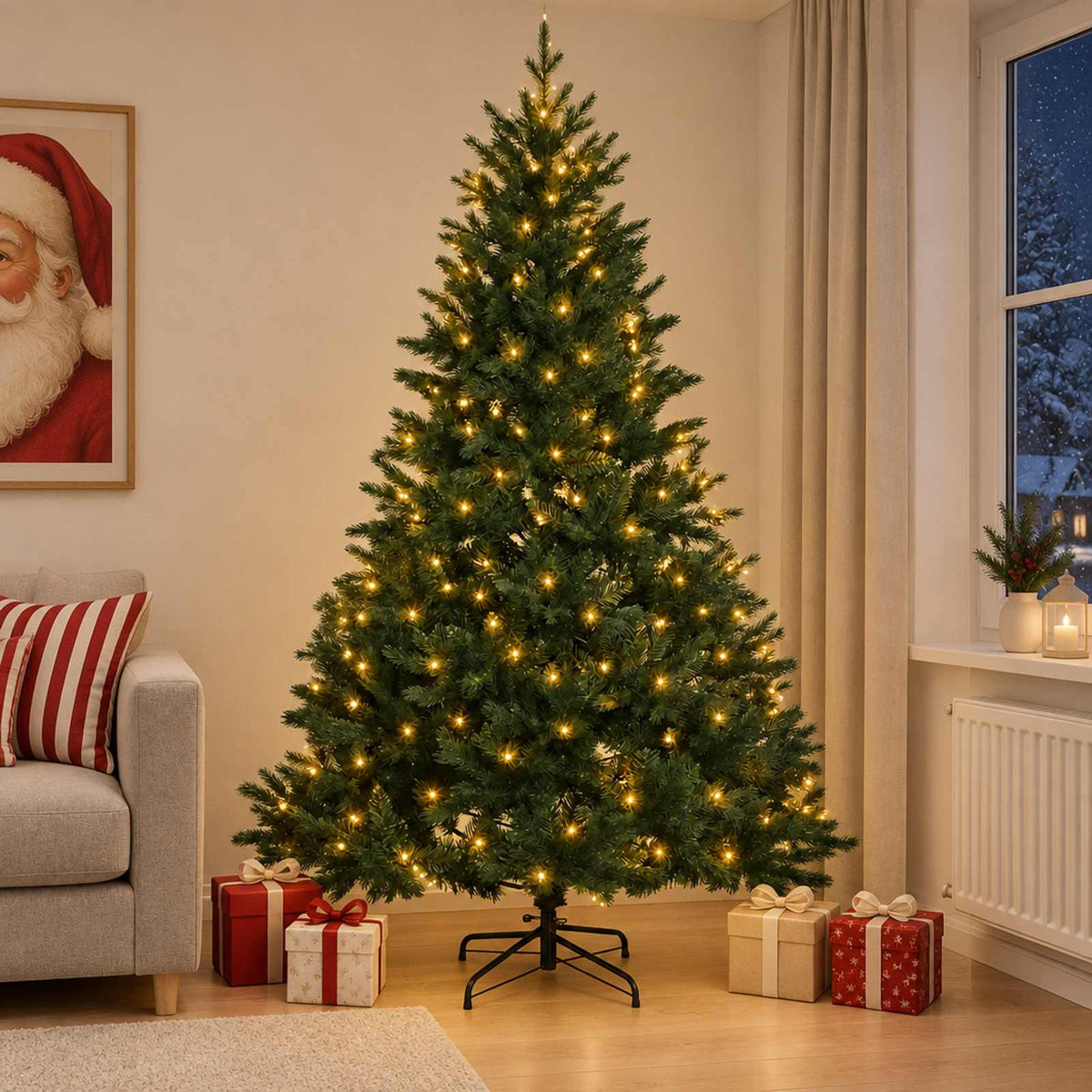 Dirbtinė Sulankstoma Kalėdų Eglutė 120 cm 150 LED Šilta balta