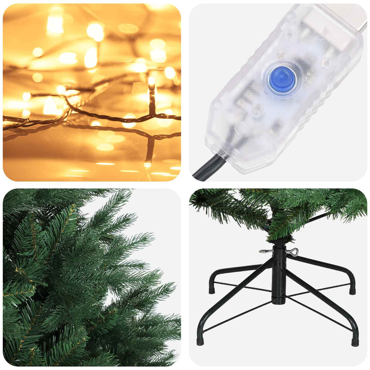 Dirbtinė Sulankstoma Kalėdų Eglutė 120 cm 150 LED Šilta balta