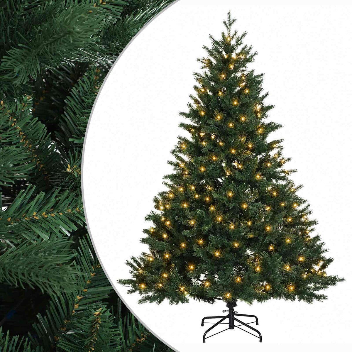 Dirbtinė Sulankstoma Kalėdų Eglutė 120 cm 150 LED Šilta balta