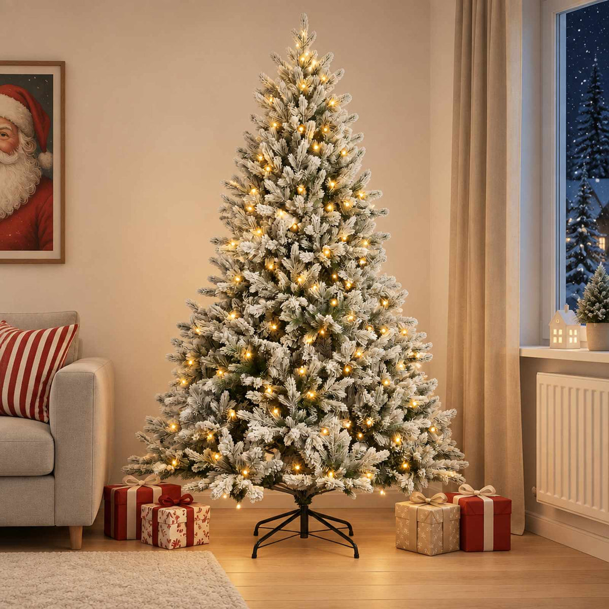 Dirbtinė Sulankstoma Kalėdų Eglutė 150 cm 150 LED Šilta balta