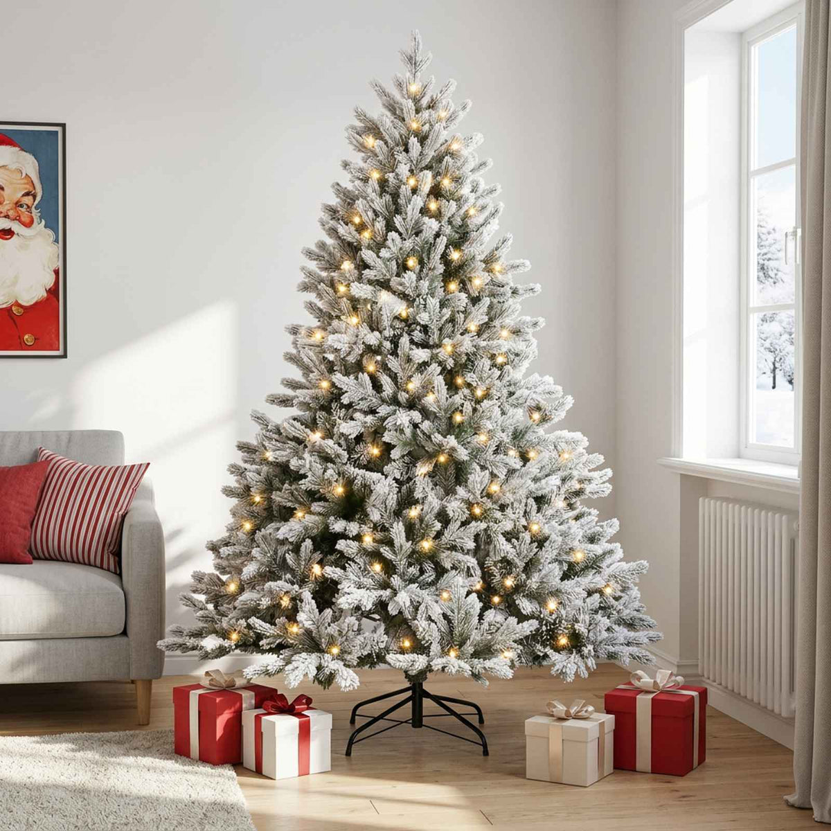 Dirbtinė Sulankstoma Kalėdų Eglutė 150 cm 150 LED Šilta balta