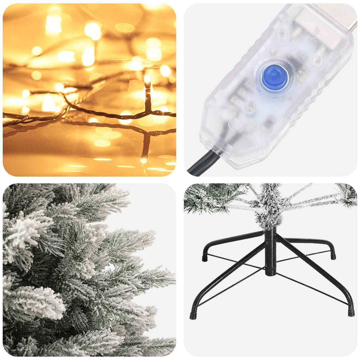 Dirbtinė Sulankstoma Kalėdų Eglutė 120 cm 150 LED Šilta balta