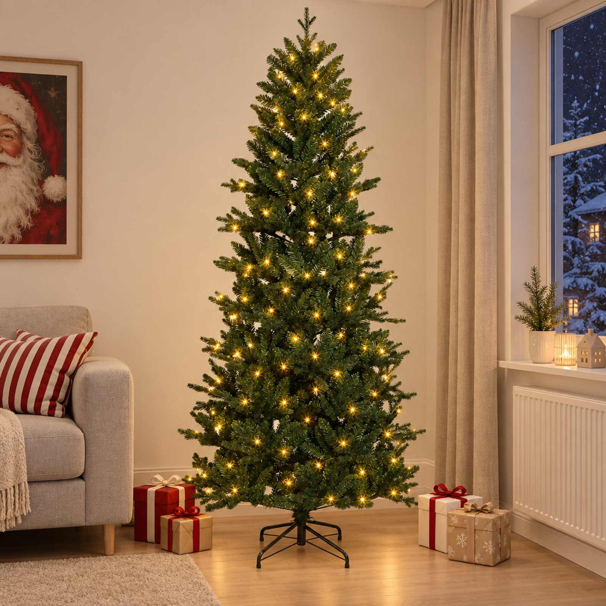 Dirbtinė Sulankstoma Kalėdų Eglutė 150 cm 150 LED Šilta balta