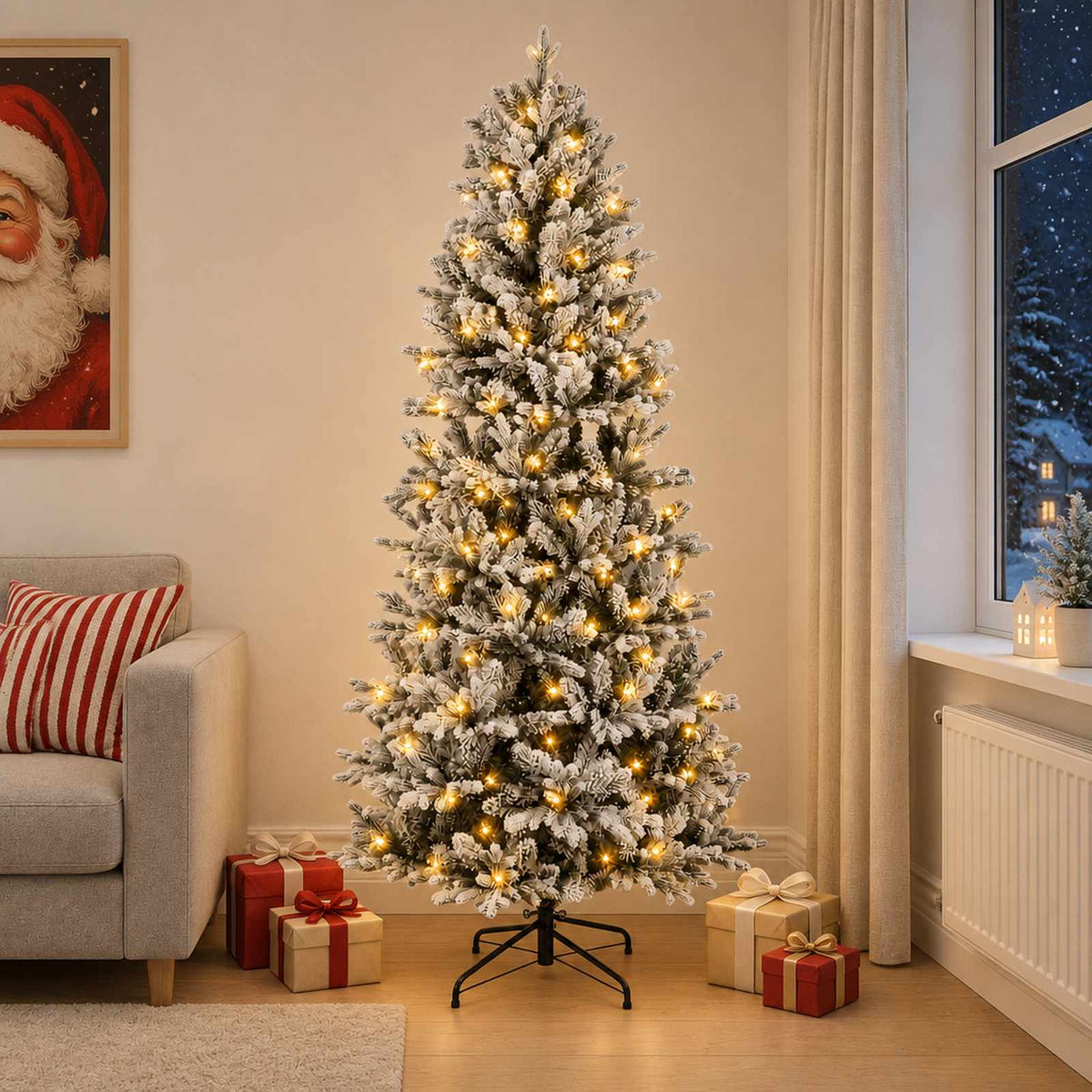 Dirbtinė Sulankstoma Kalėdų Eglutė 180 cm 300 LED Šilta balta