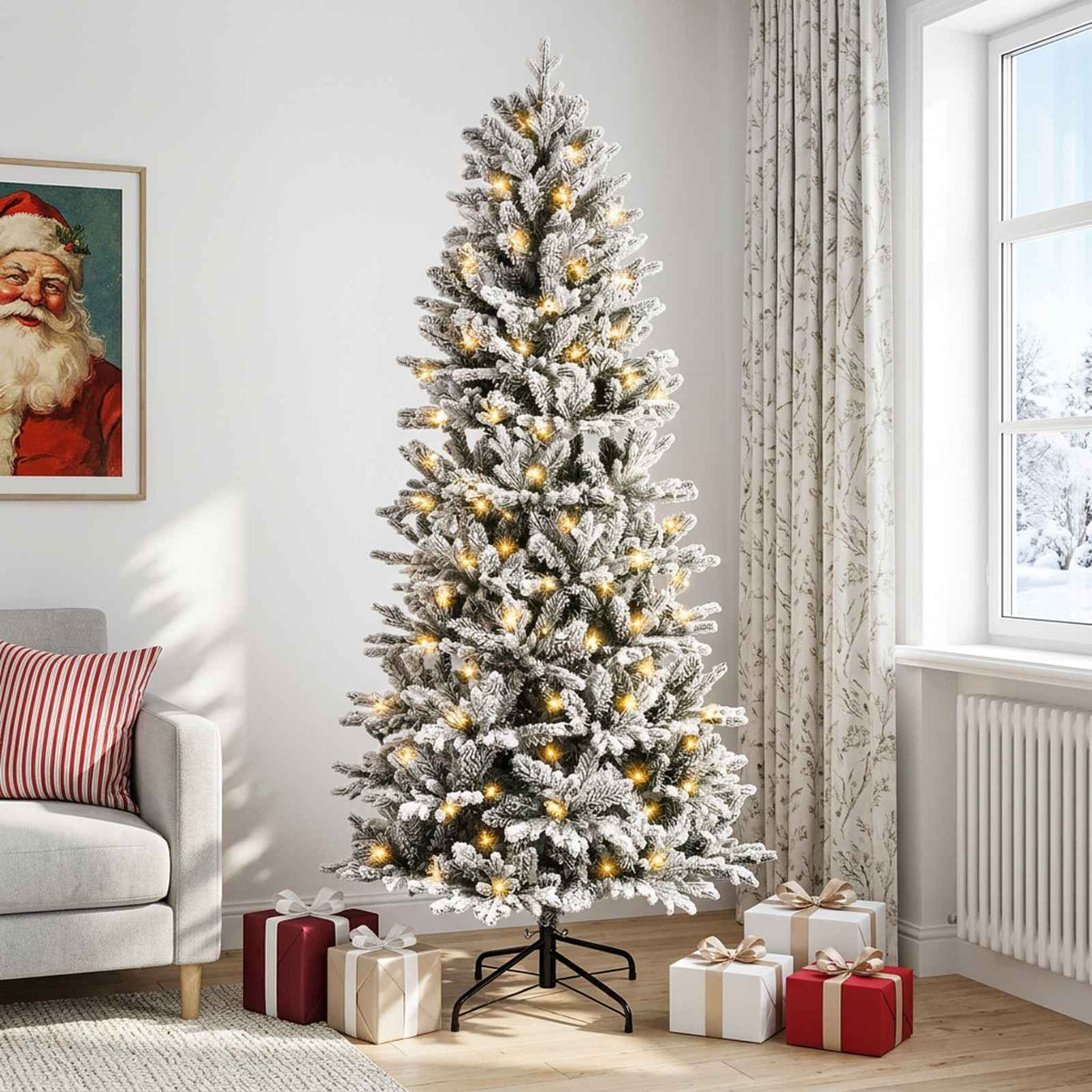 Dirbtinė Sulankstoma Kalėdų Eglutė 120 cm 150 LED Šilta balta