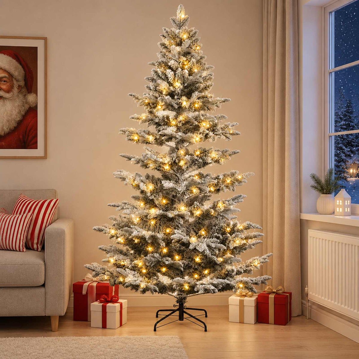 Dirbtinė Sulankstoma Kalėdų Eglutė 240 cm 300 LED Šilta balta