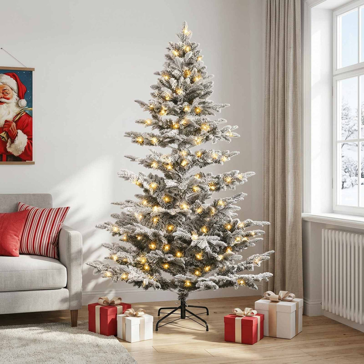 Dirbtinė Sulankstoma Kalėdų Eglutė 120 cm 150 LED Šilta balta