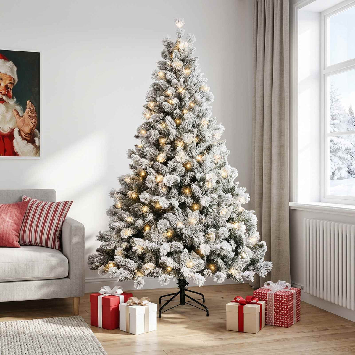 Dirbtinė Sulankstoma Kalėdų Eglutė 120 cm 150 LED Šilta balta