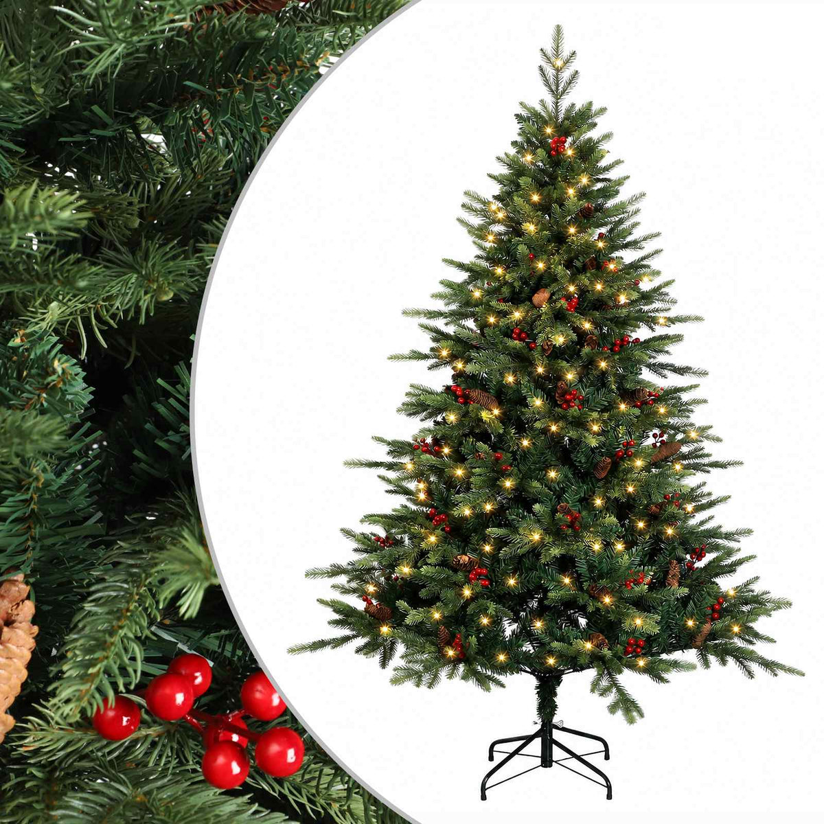 Dirbtinė Sulankstoma Kalėdų Eglutė 150 cm 150 LED Šilta balta