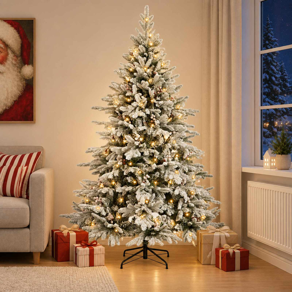 Dirbtinė Sulankstoma Kalėdų Eglutė 150 cm 150 LED Šilta balta