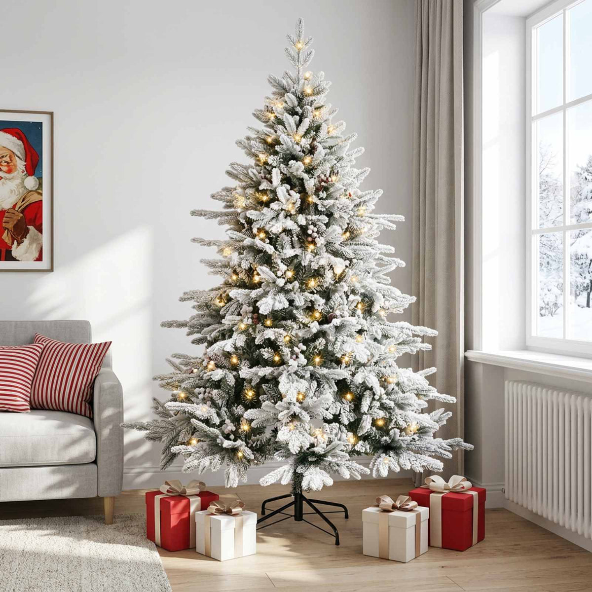 Dirbtinė Sulankstoma Kalėdų Eglutė 150 cm 150 LED Šilta balta
