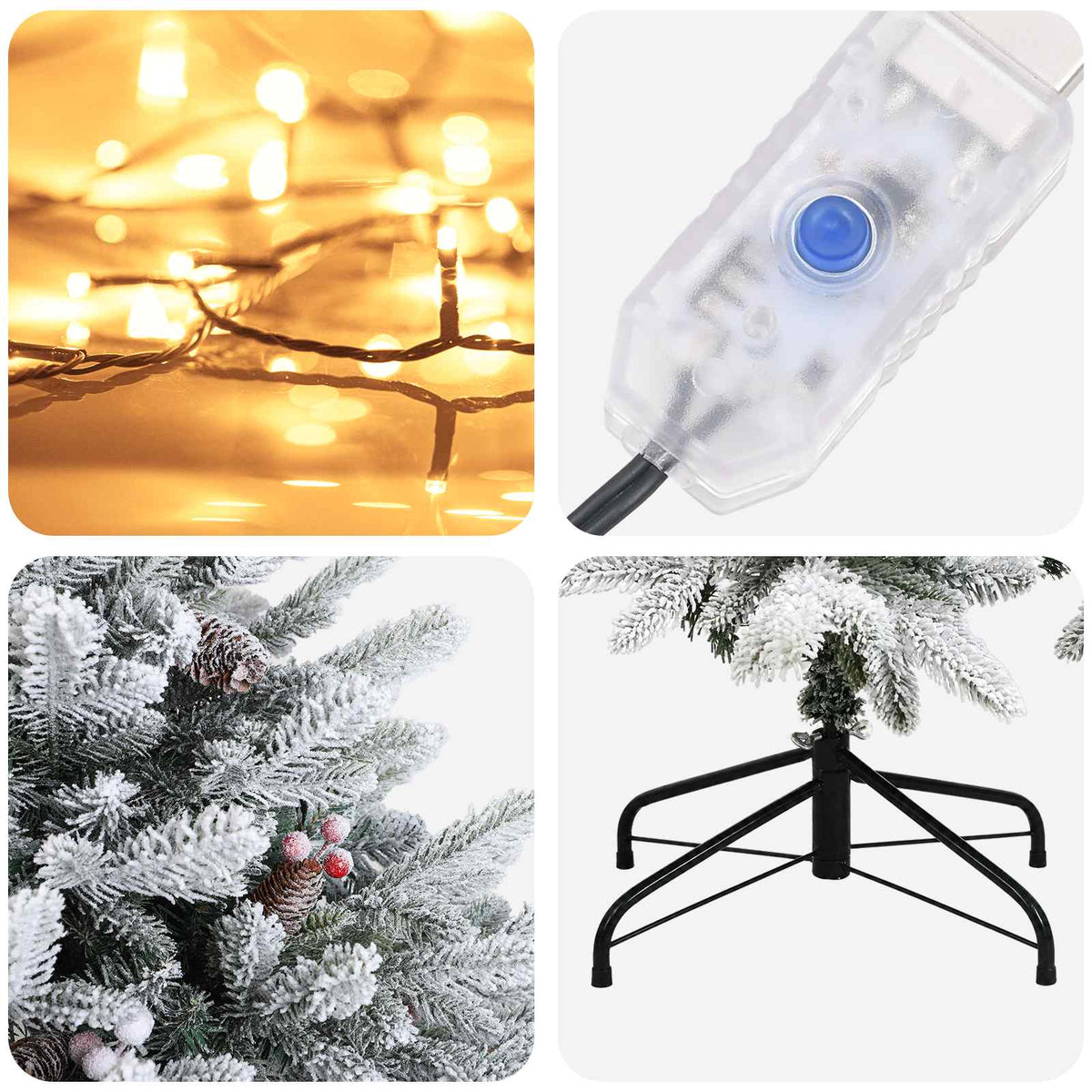 Dirbtinė Sulankstoma Kalėdų Eglutė 120 cm 150 LED Šilta balta
