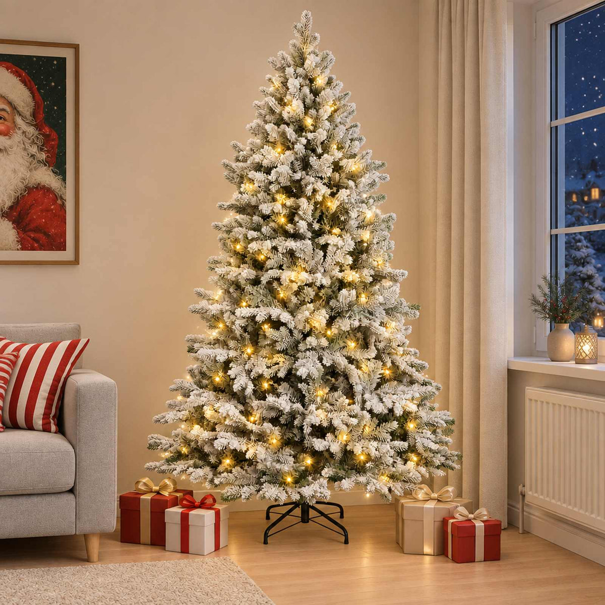 Dirbtinė Sulankstoma Kalėdų Eglutė 150 cm 150 LED Šilta balta