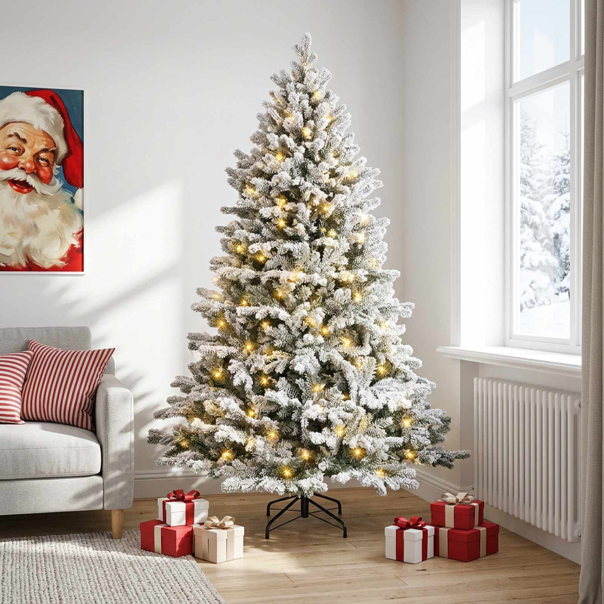 Dirbtinė Sulankstoma Kalėdų Eglutė 150 cm 150 LED Šilta balta