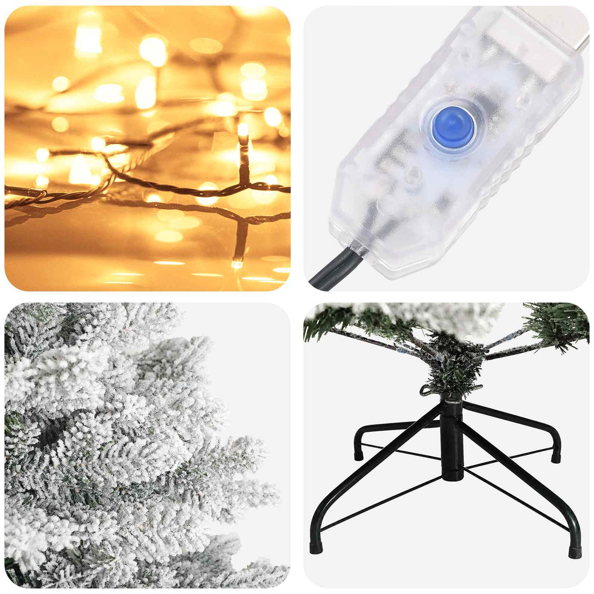 Dirbtinė Sulankstoma Kalėdų Eglutė 150 cm 150 LED Šilta balta