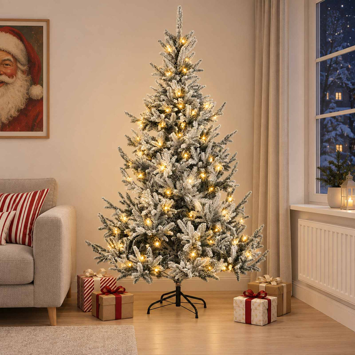 Dirbtinė Sulankstoma Kalėdų Eglutė 150 cm 150 LED Šilta balta