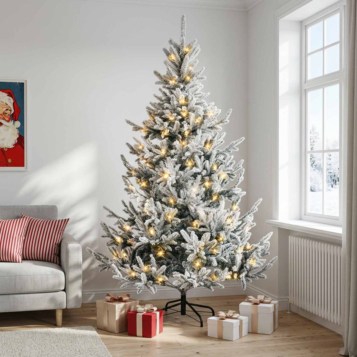 Dirbtinė Sulankstoma Kalėdų Eglutė 150 cm 150 LED Šilta balta