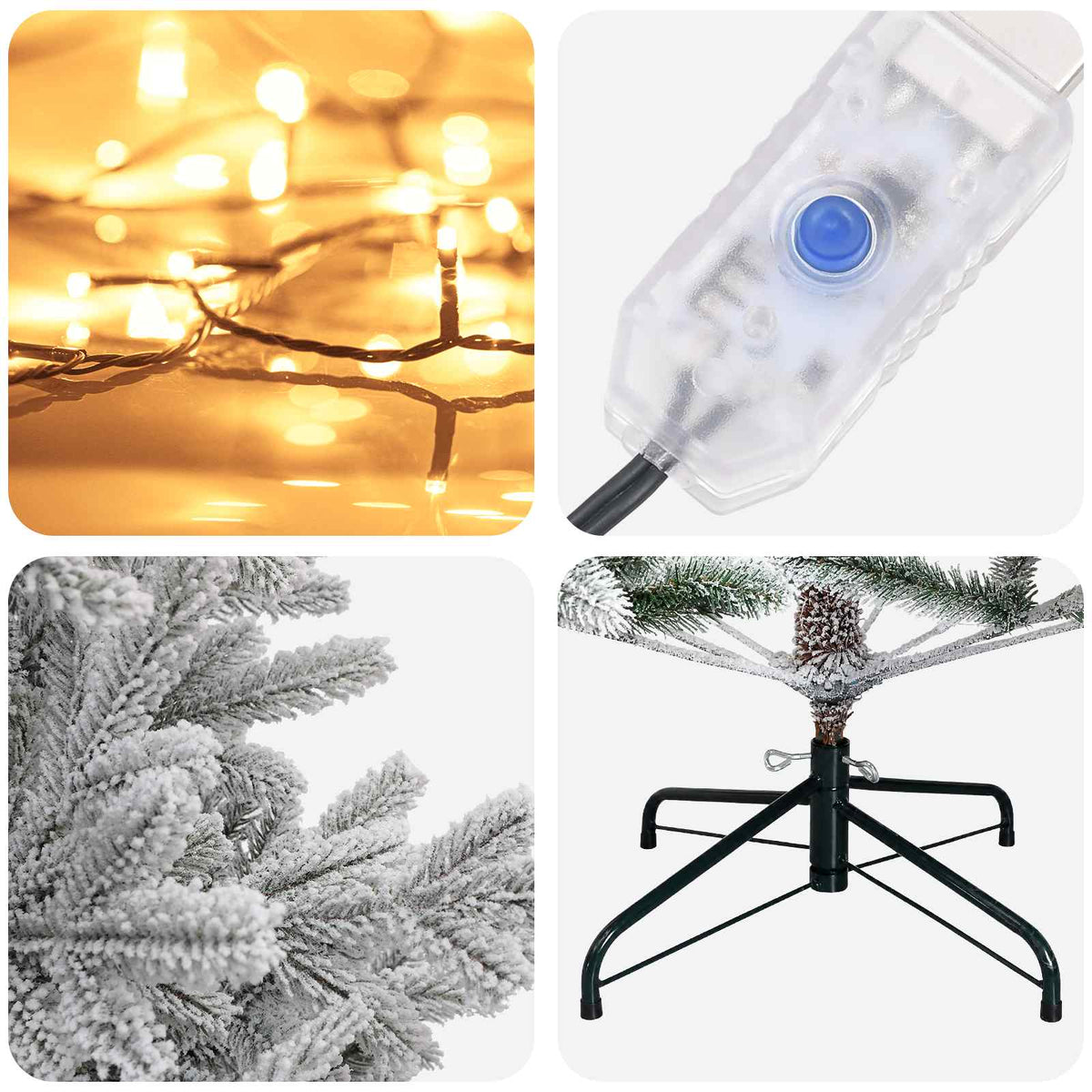 Dirbtinė Sulankstoma Kalėdų Eglutė 150 cm 150 LED Šilta balta