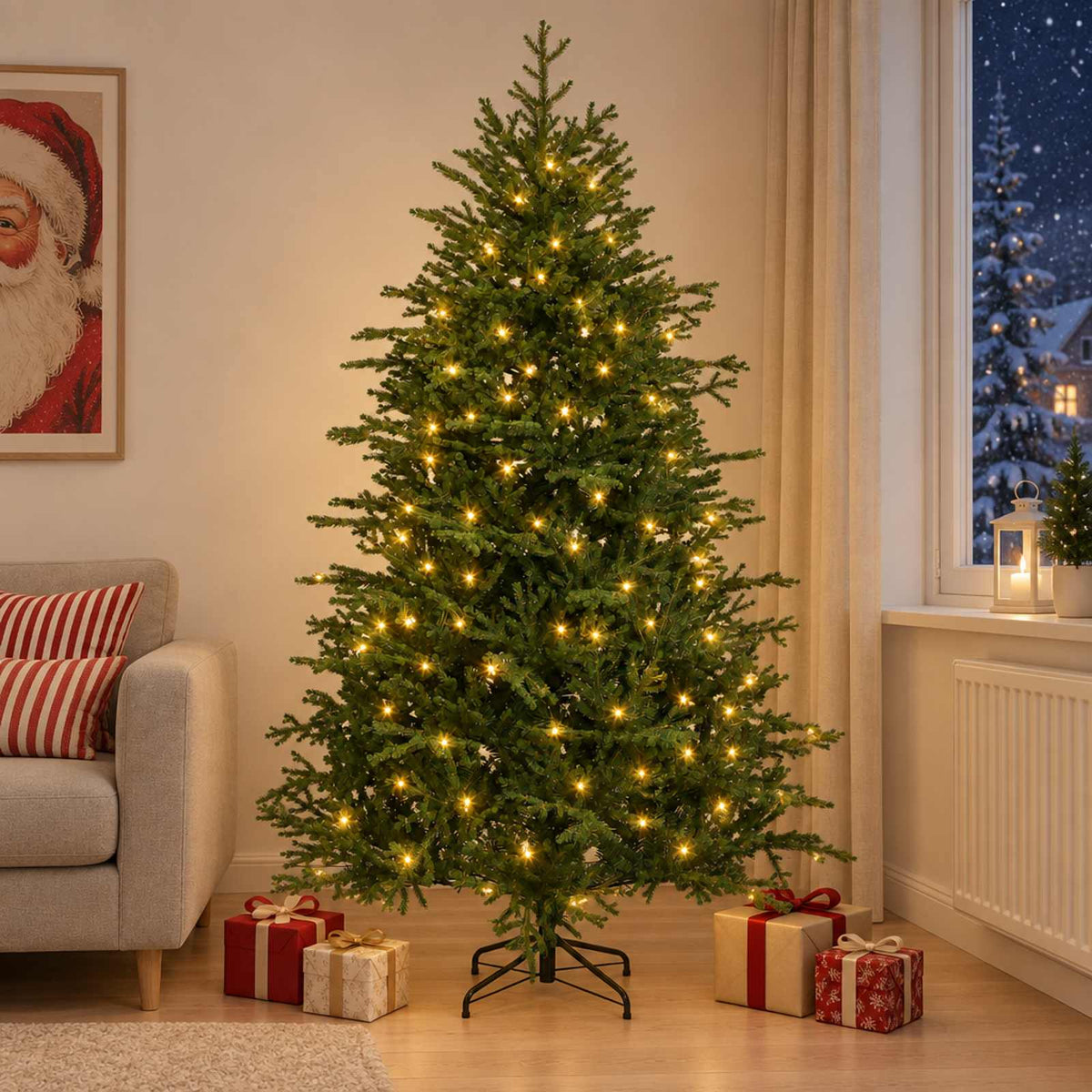 Dirbtinė Sulankstoma Kalėdų Eglutė 150 cm 150 LED Šilta balta