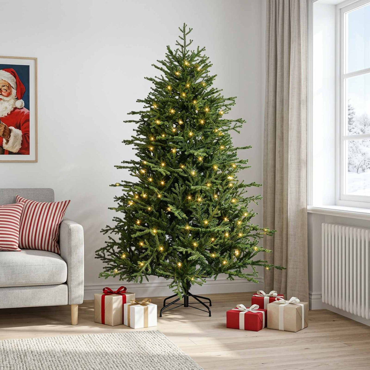 Dirbtinė Sulankstoma Kalėdų Eglutė 120 cm 150 LED Šilta balta