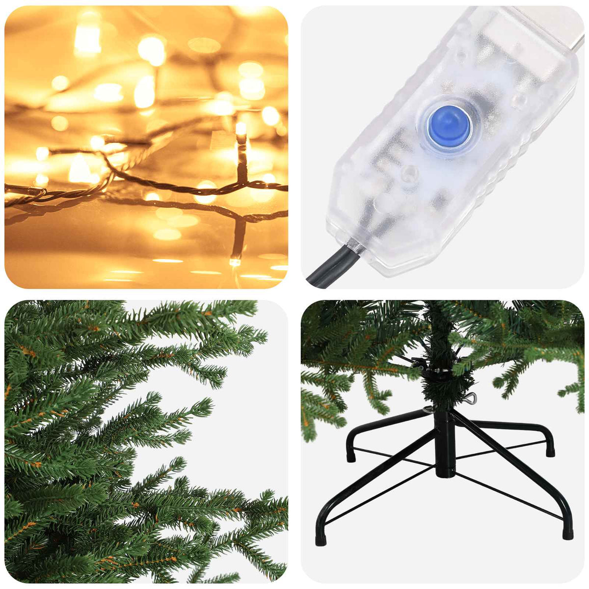 Dirbtinė Sulankstoma Kalėdų Eglutė 150 cm 150 LED Šilta balta