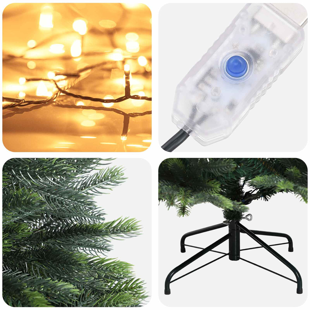 Dirbtinė Sulankstoma Kalėdų Eglutė 120 cm 150 LED Šilta balta