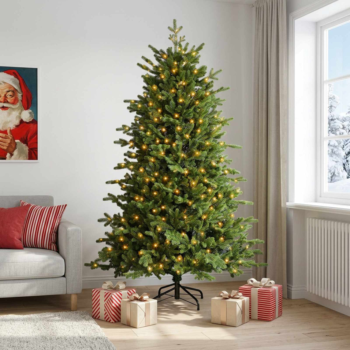 Dirbtinė Sulankstoma Kalėdų Eglutė 120 cm 150 LED Šilta balta