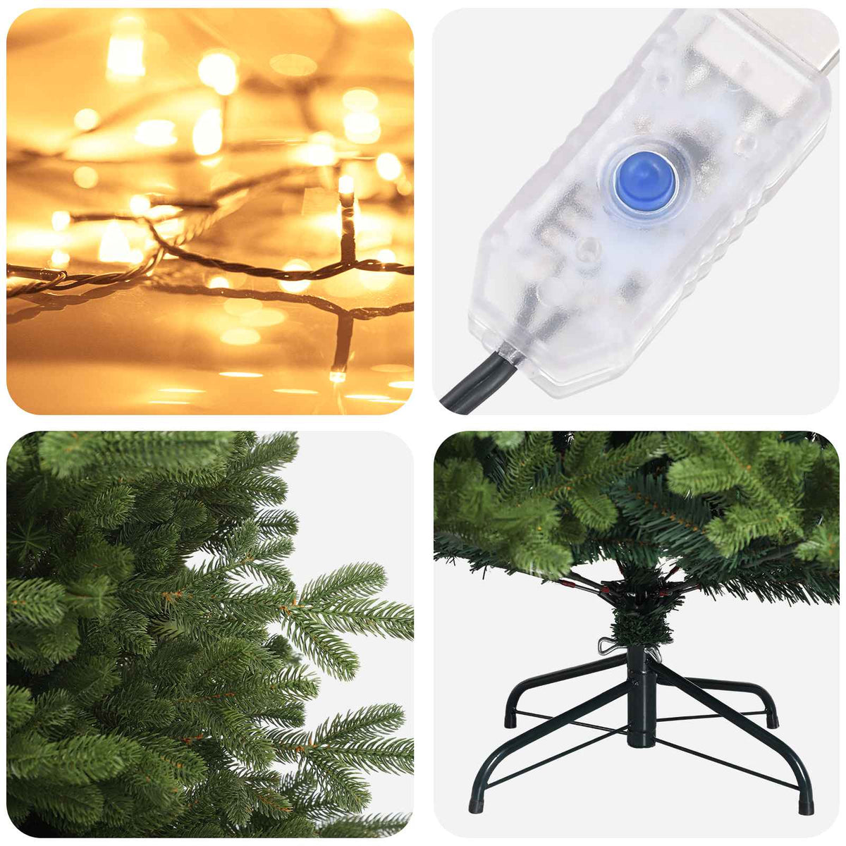 Dirbtinė Sulankstoma Kalėdų Eglutė 120 cm 150 LED Šilta balta