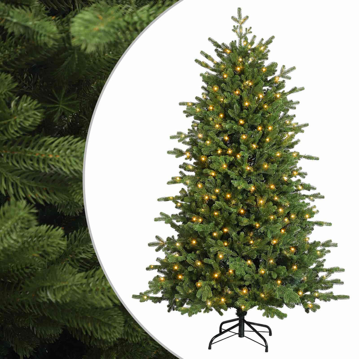 Dirbtinė Sulankstoma Kalėdų Eglutė 150 cm 150 LED Šilta balta