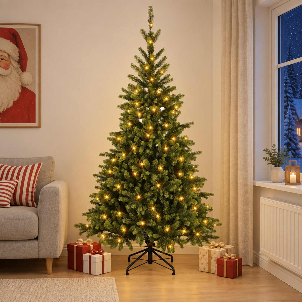 Dirbtinė Sulankstoma Kalėdų Eglutė 150 cm 150 LED Šilta balta